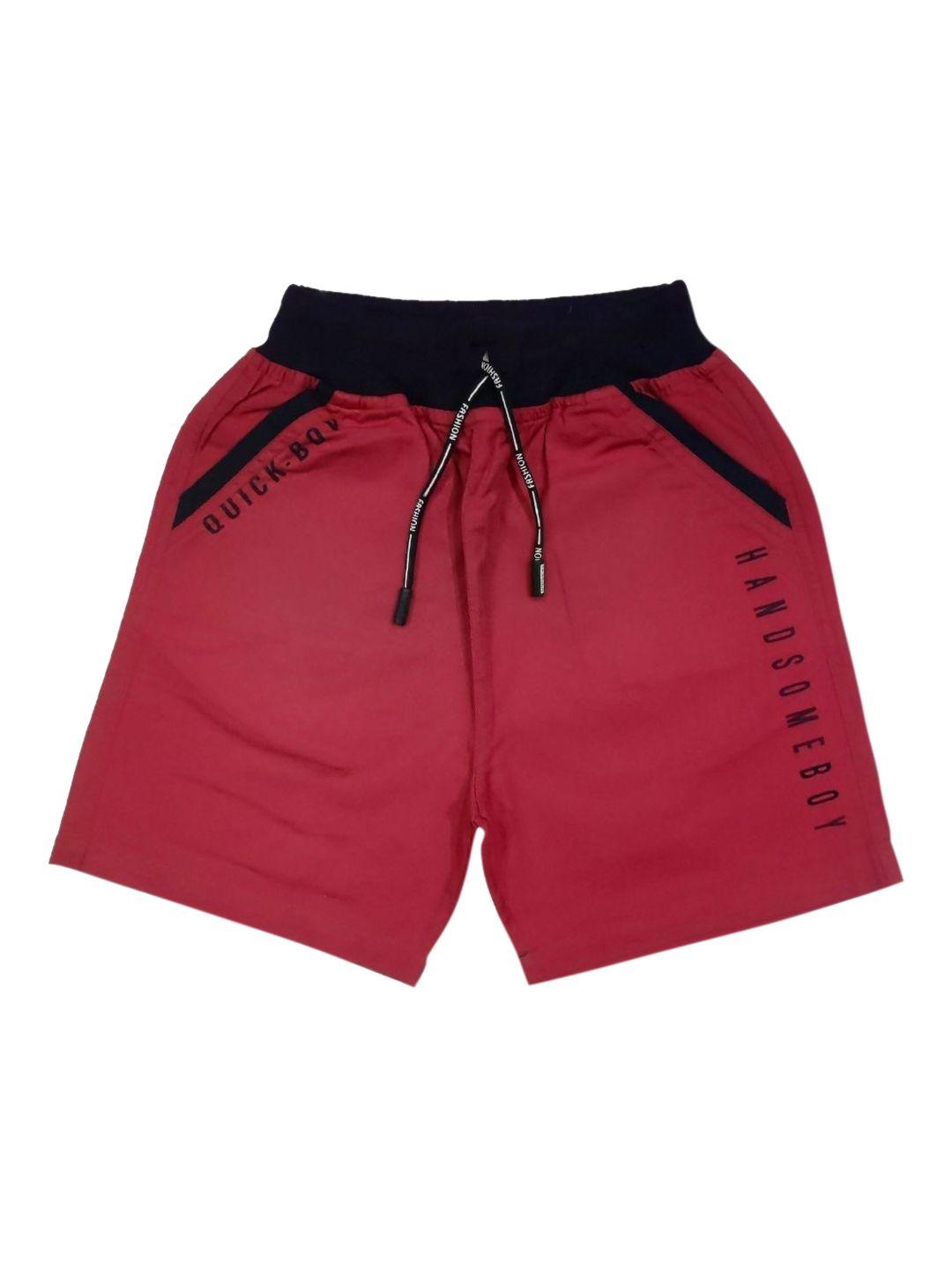vedana boys red & black printed pure cotton shorts