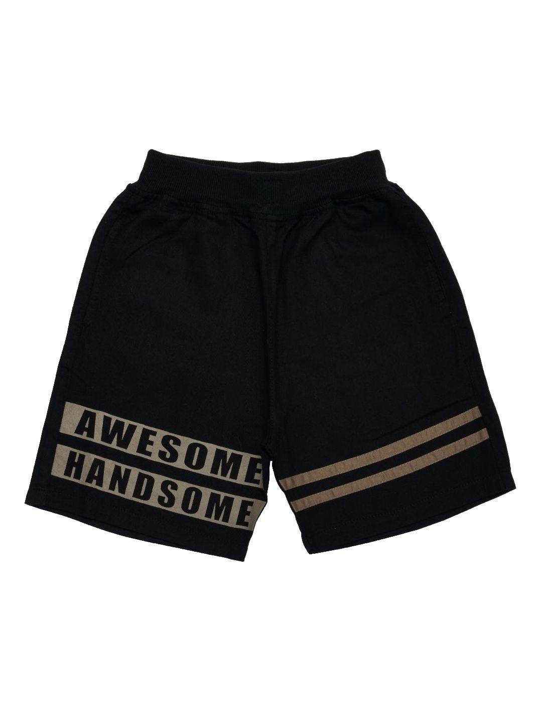 vedana boys black typography printed cotton ???????regular shorts