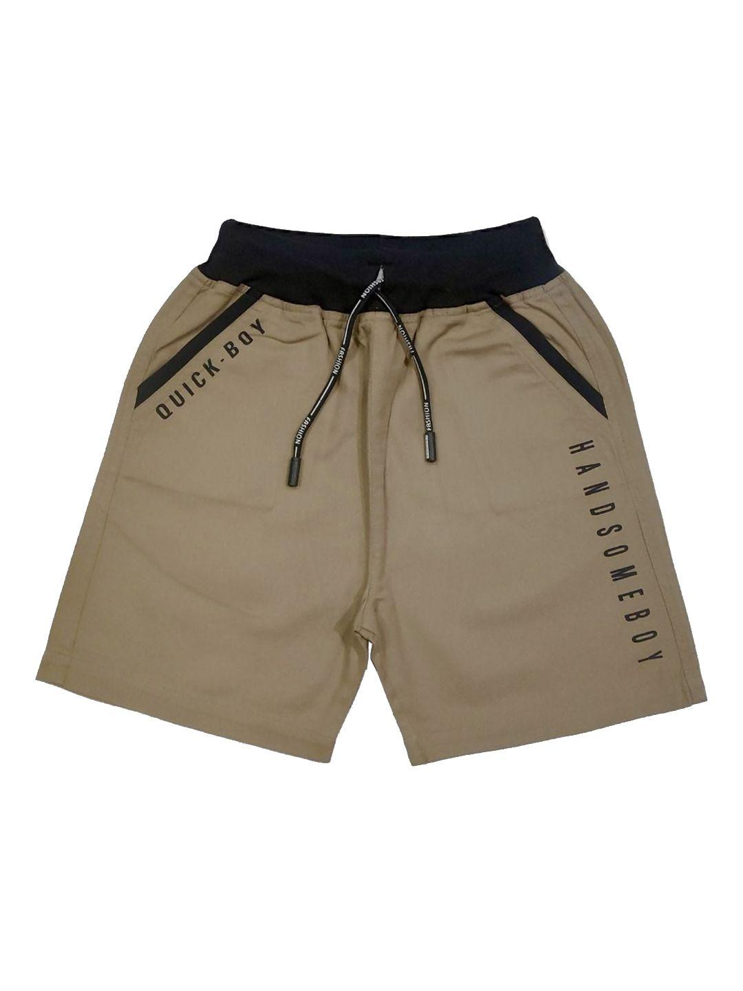vedana boys brown typography printed casual shorts