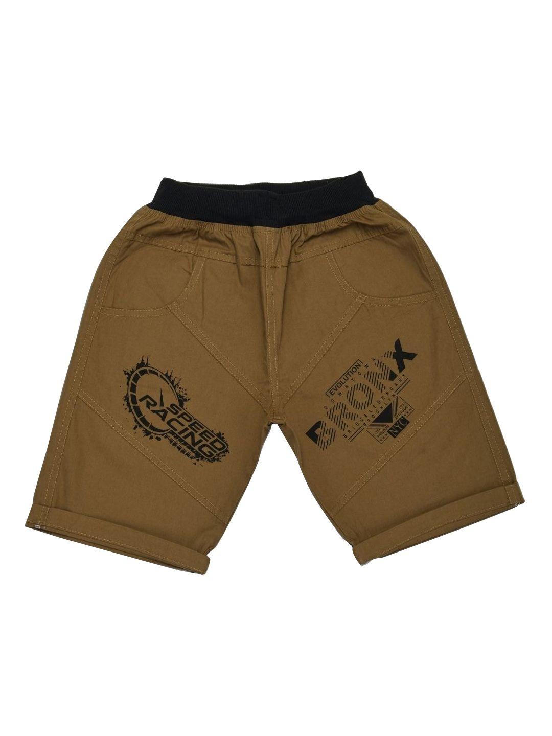 vedana boys camel brown mid rise printed regular fit shorts
