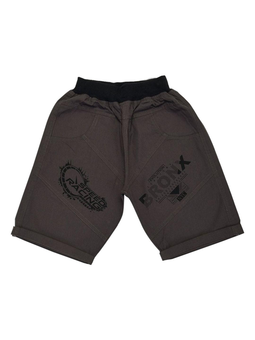 vedana boys charcoal grey typography printed cotton shorts
