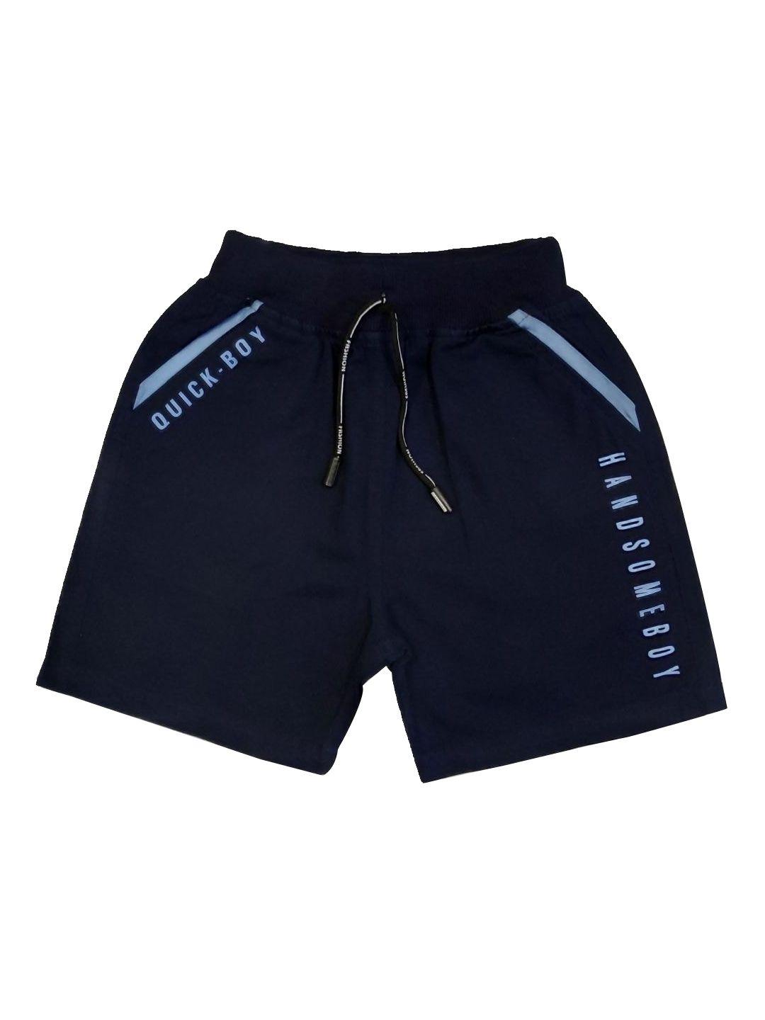 vedana boys navy blue typography printed above knee casual shorts