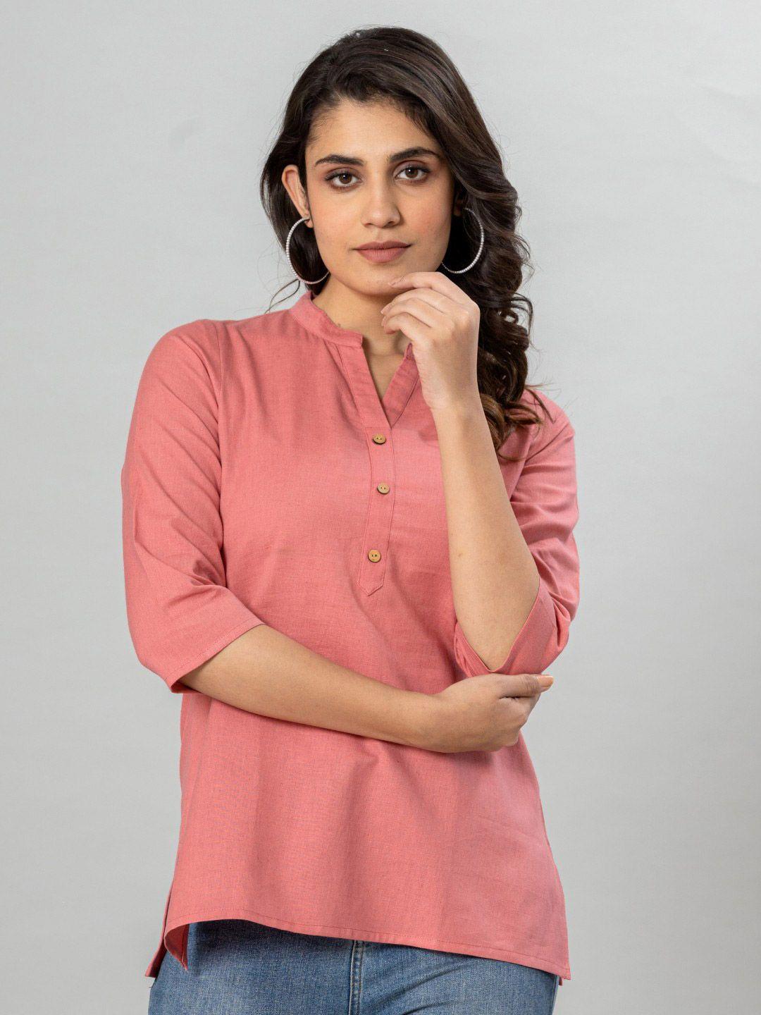 vedana mandarin collar cotton shirt style top