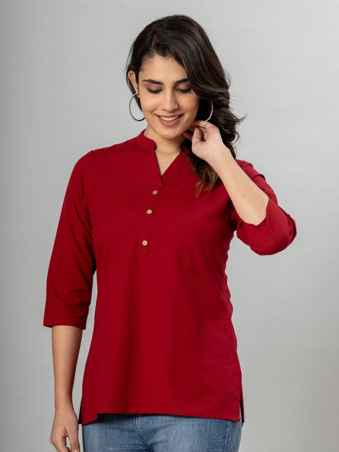 vedana mandarin collar cotton shirt style top