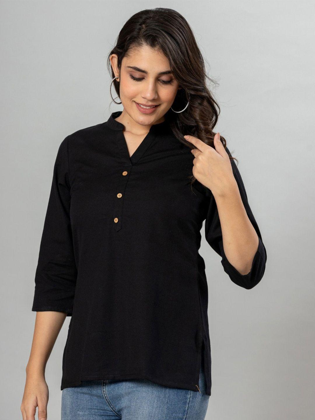 vedana mandarin collar cotton shirt style top