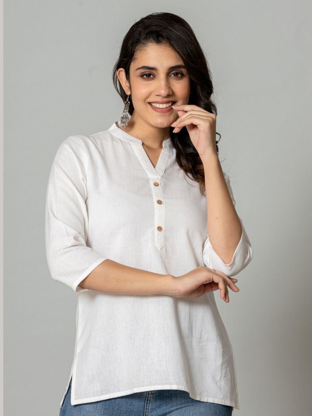 vedana mandarin collar cotton shirt style top