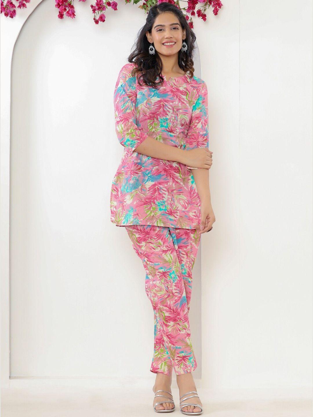 vedana printed cotton tunic and trousers co-ord sets