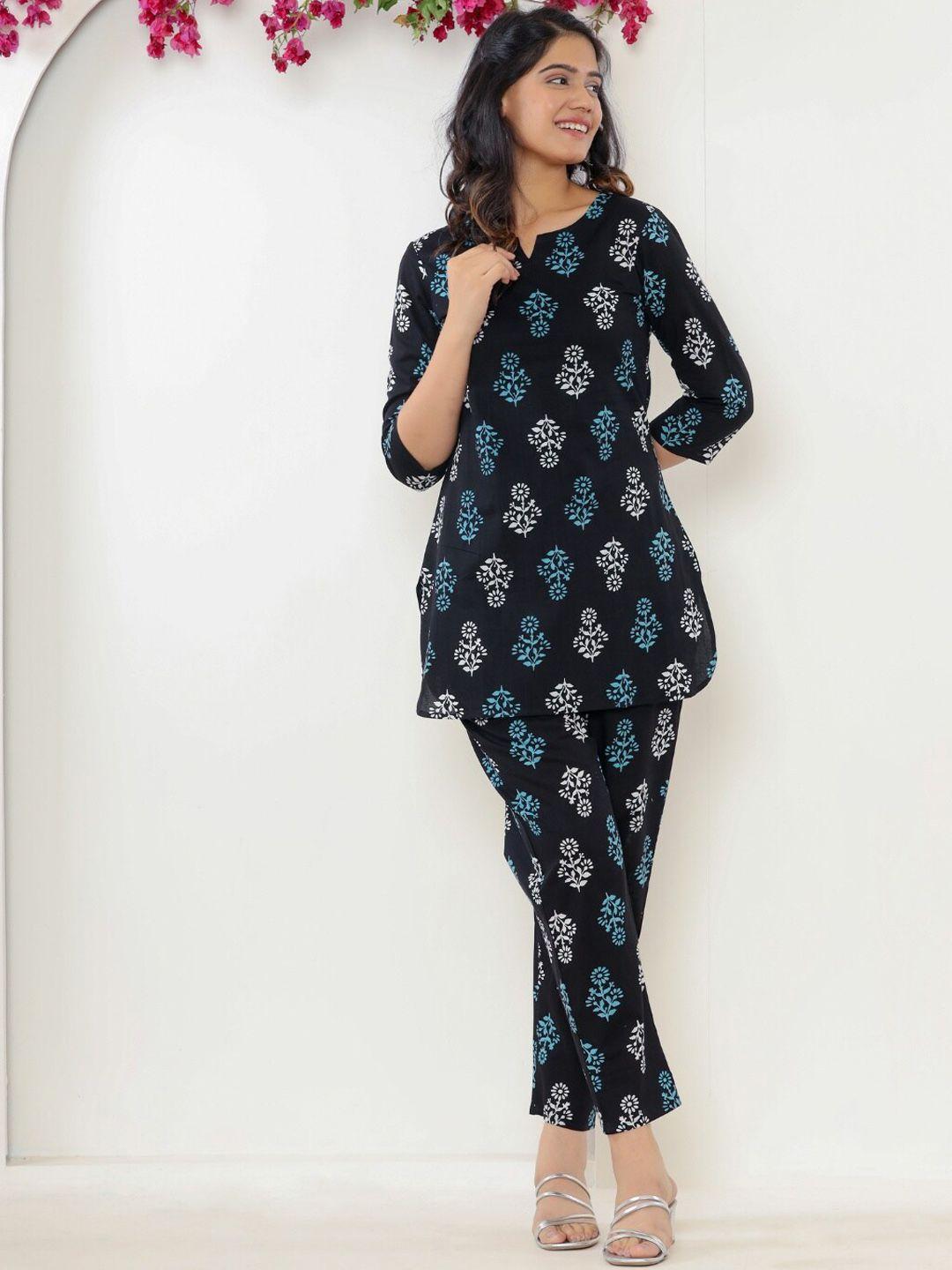 vedana printed pure cotton tunic with trousers