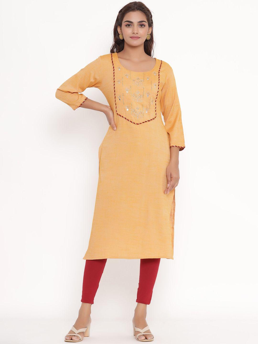 vedana women mustard yellow chikankari kurta