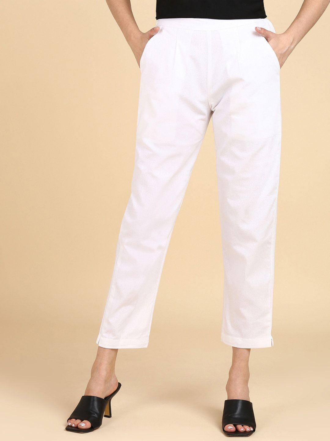 vedana women relaxed straight leg cropped cotton trousers