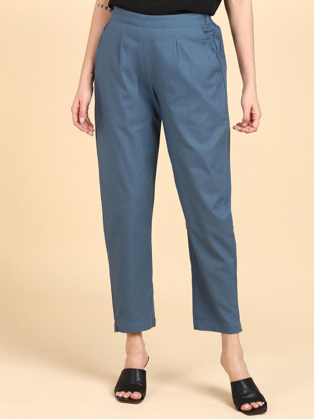 vedana women relaxed straight leg cropped cotton trousers