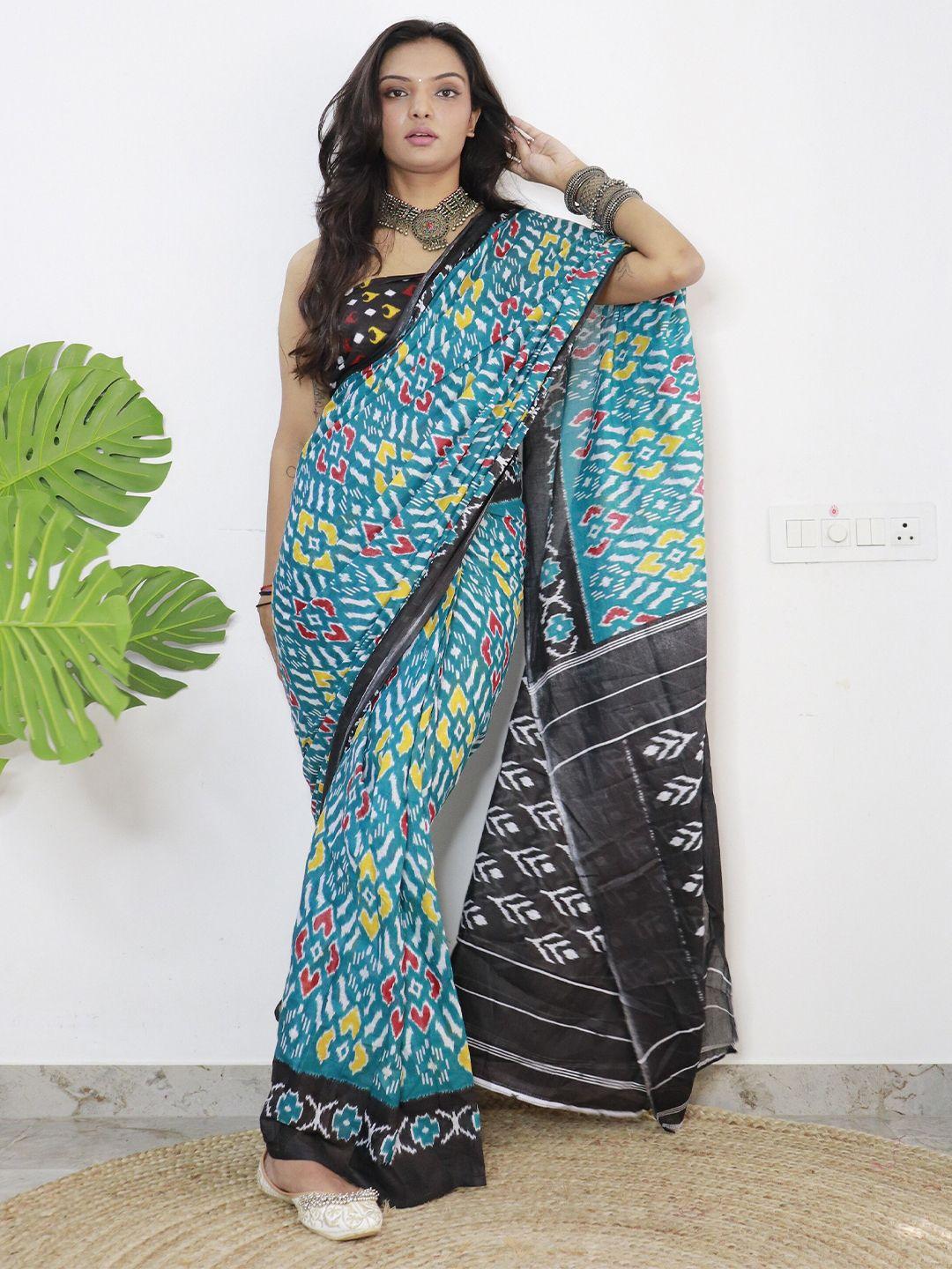 vedant vastram ethnic motifs printed pure cotton block print saree