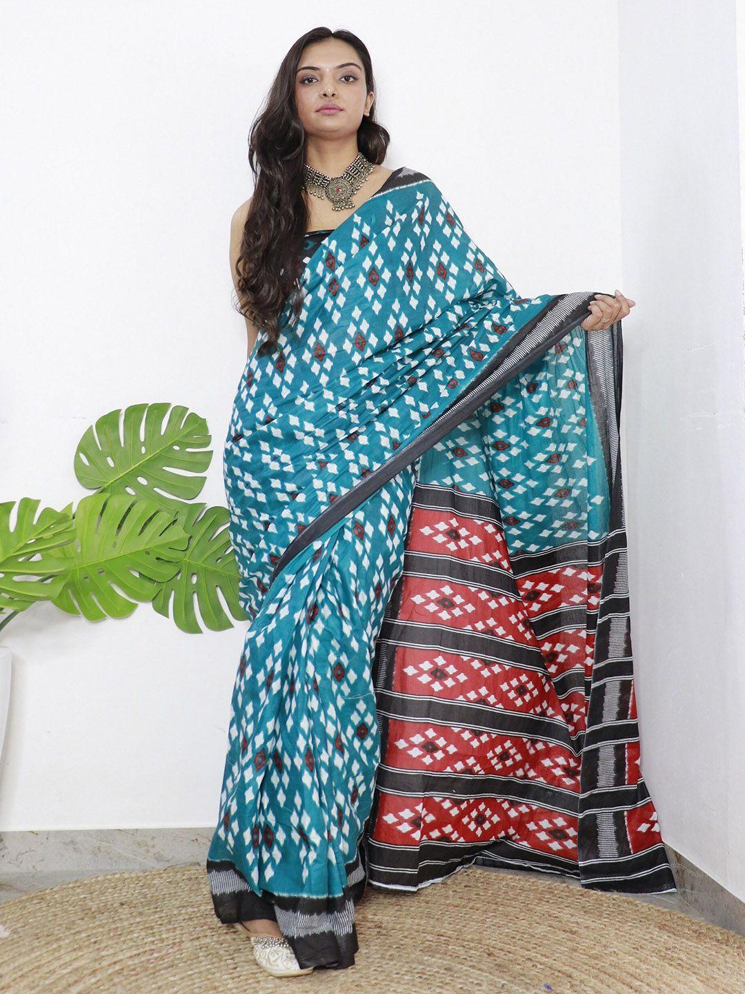 vedant vastram ethnic motifs pure cotton block print saree