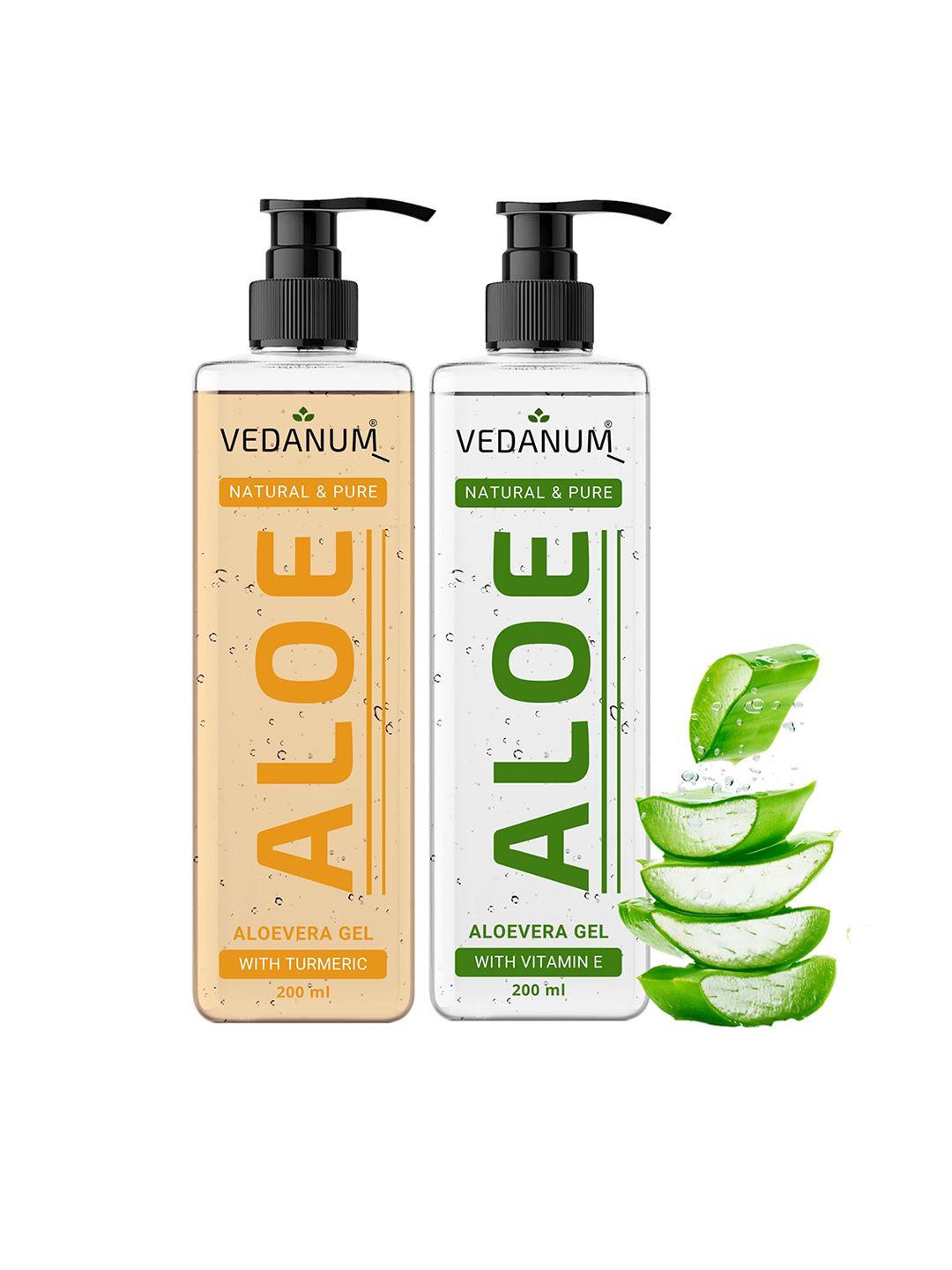 vedanum set of 2 aloe natural aloe vera gel with vitamin e & turmeric - 200ml each