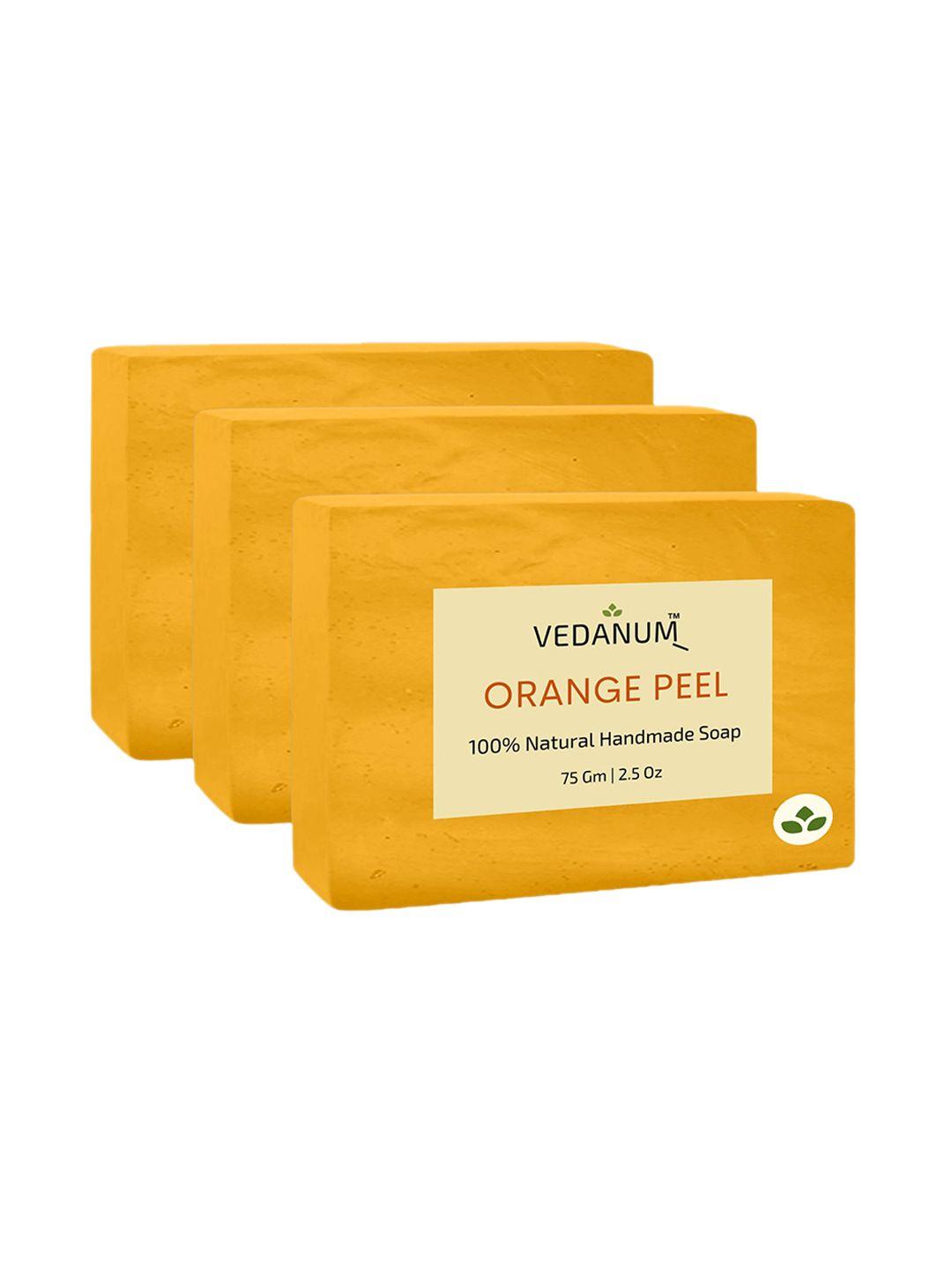 vedanum set of 3 orange peel natural handmade soaps 75 g each