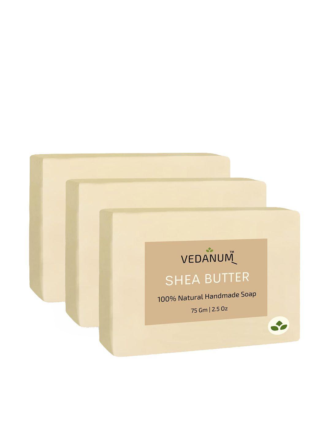 vedanum set of 3 shea butter & milk cream natural handmade soaps 75gm each