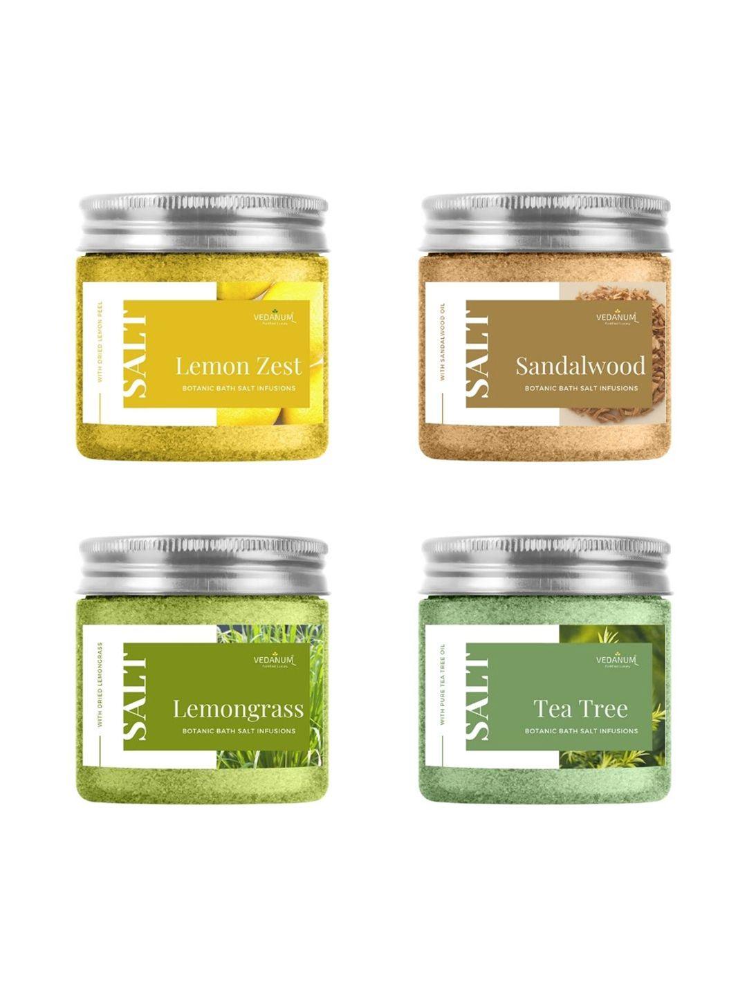 vedanum set of 4 fortified luxury botanic bath salt infusions - 100 gm each