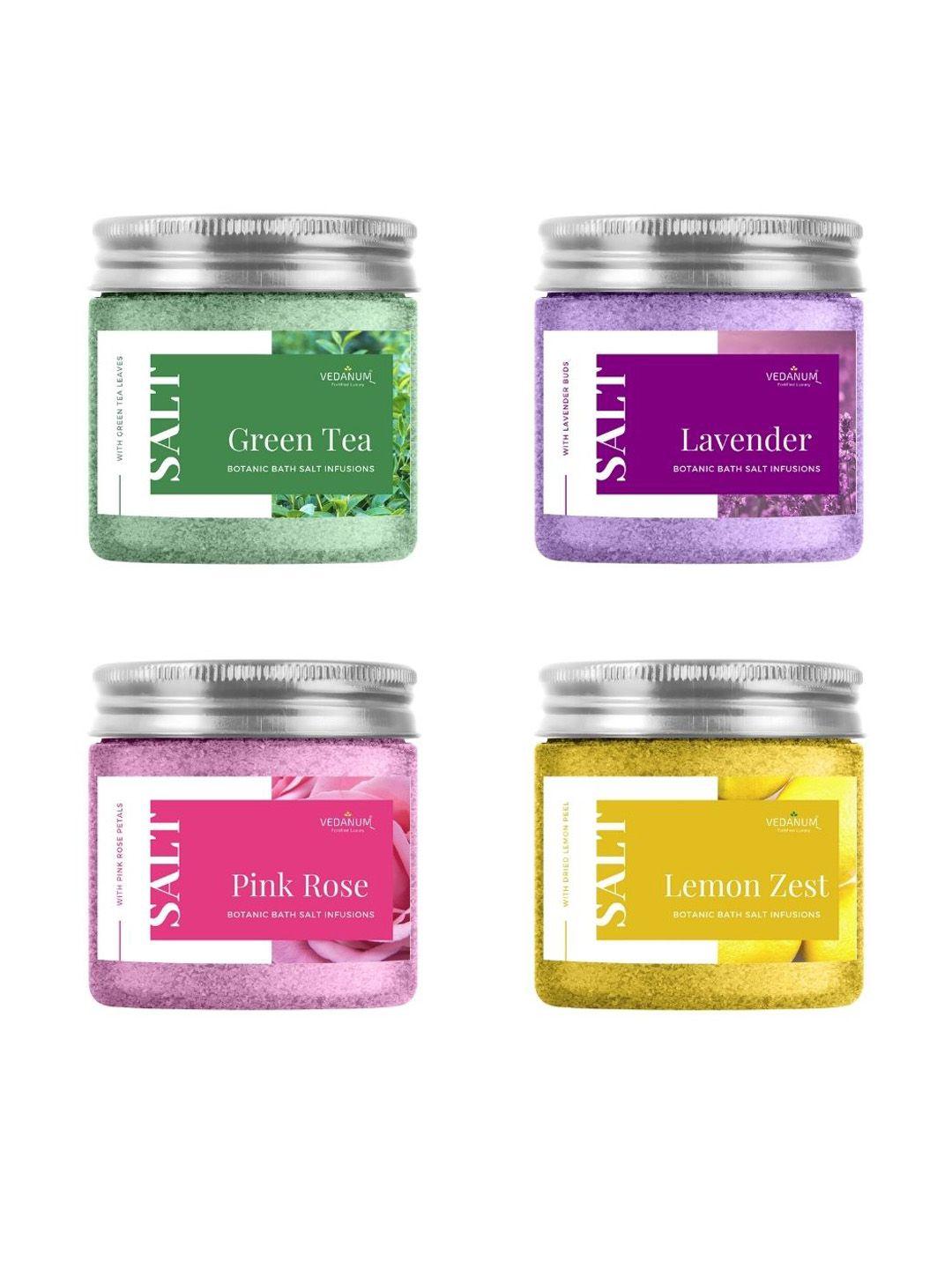 vedanum set of 4 fortified luxury botanic bath salt infusions - 100 gm each