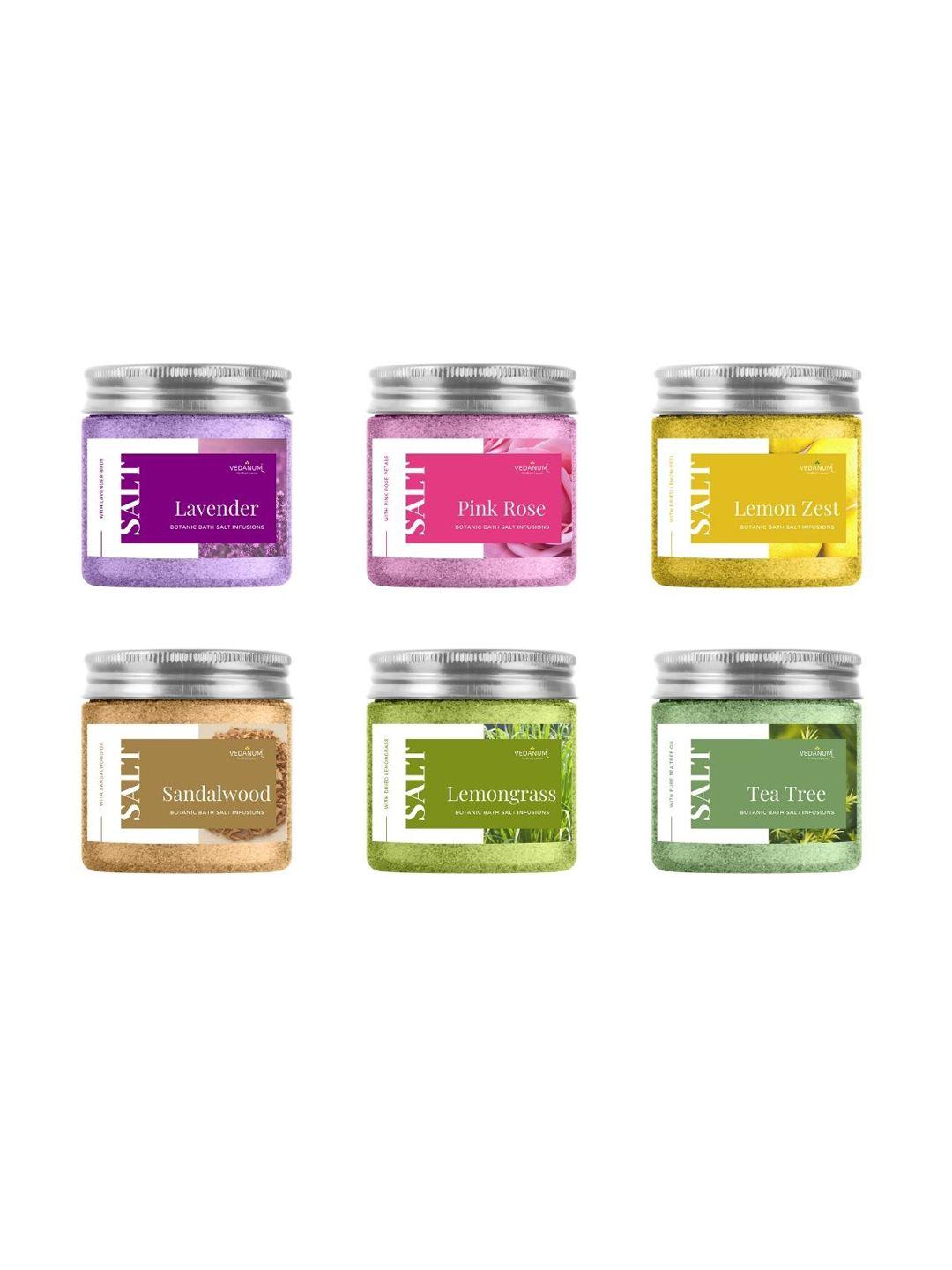 vedanum set of 6 fortified luxury botanic bath salt infusions - 100 gm each