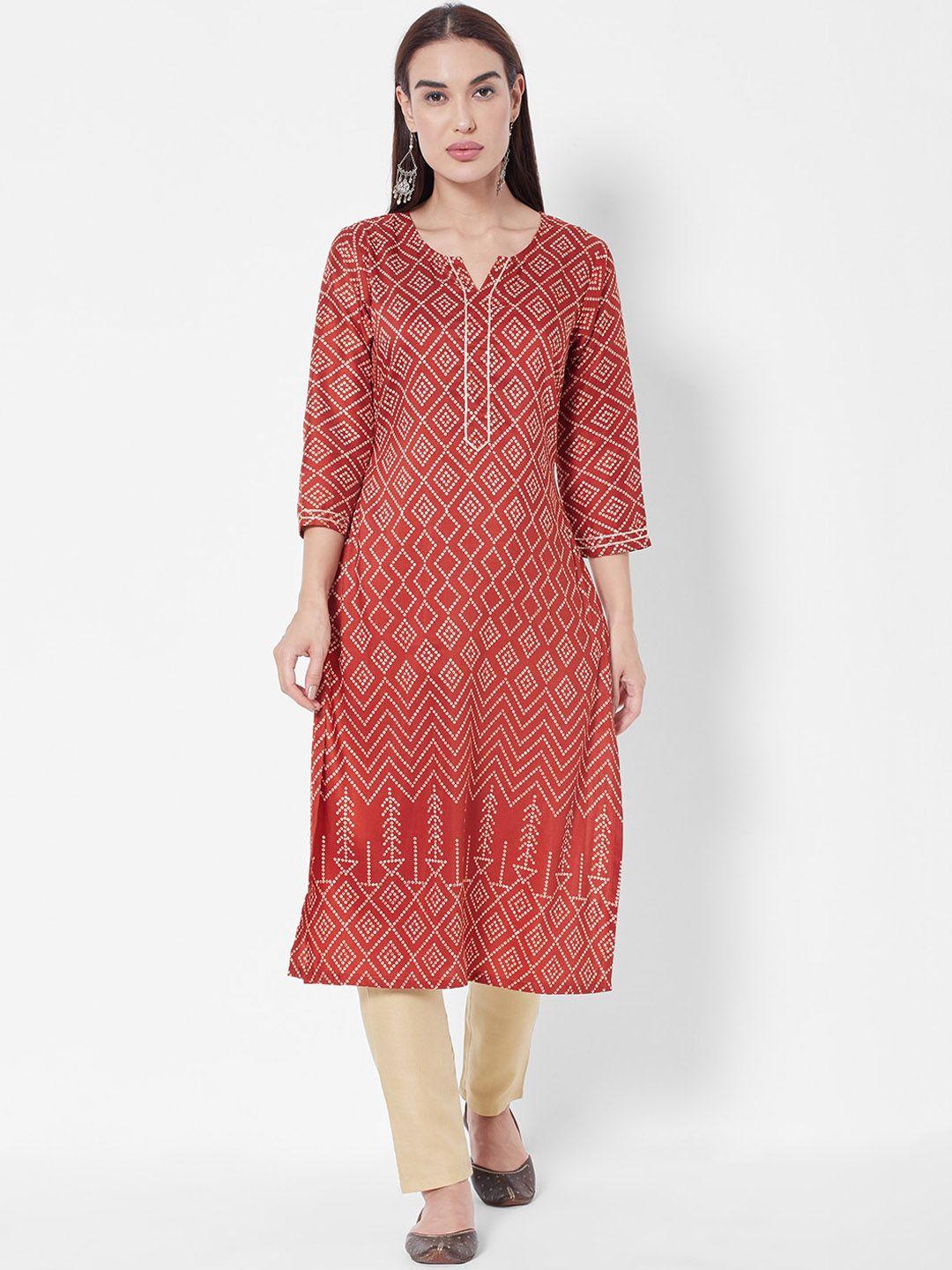 vedic bandhani printed straight kurta