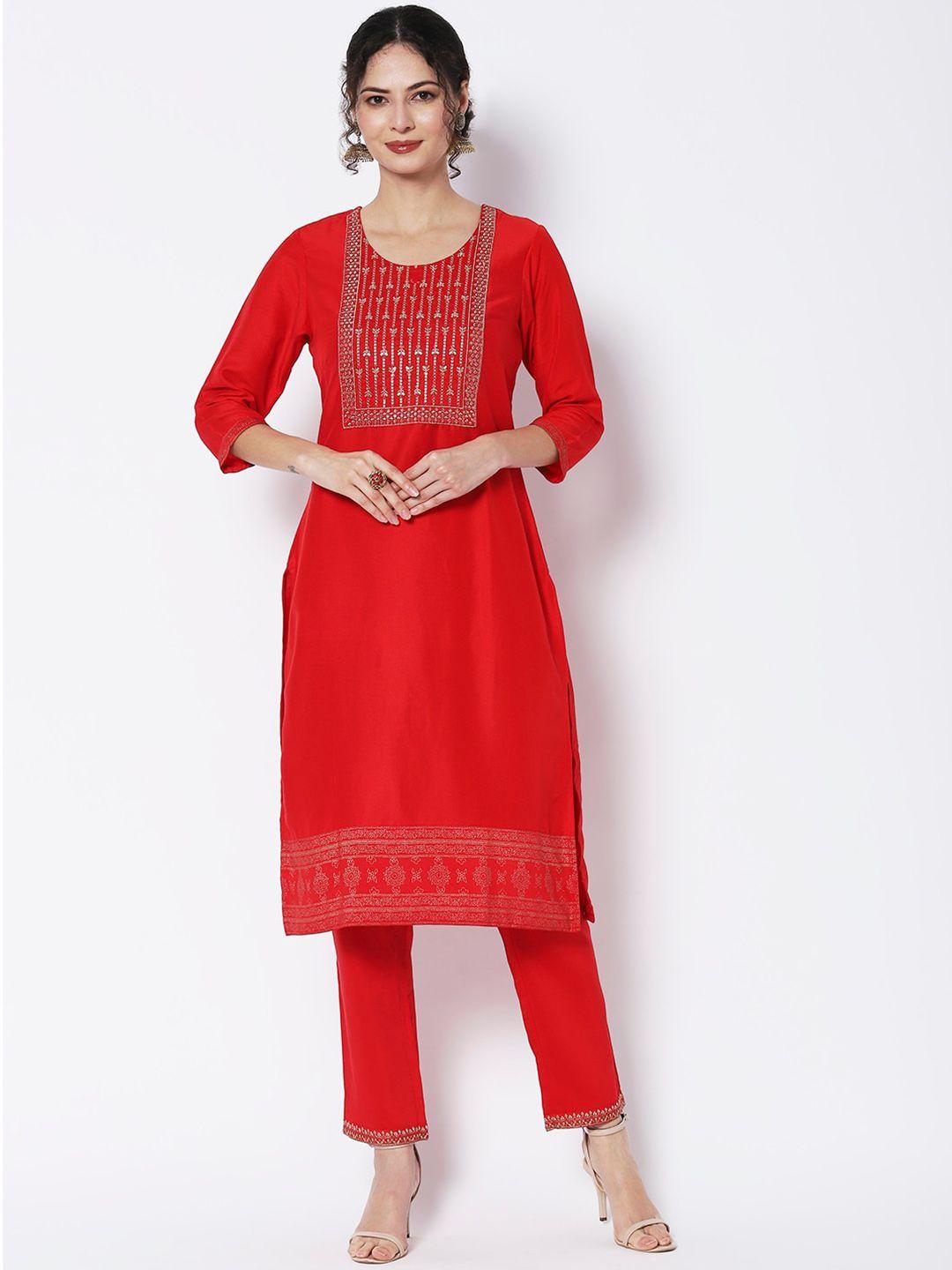 vedic floral embroidered sequined silk kurta