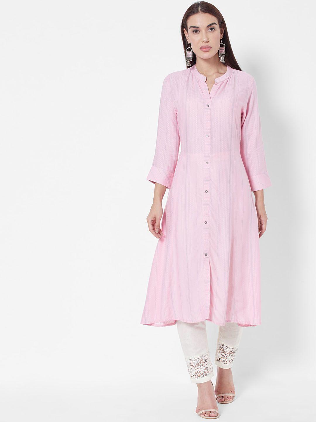 vedic printed band collar a-line kurta