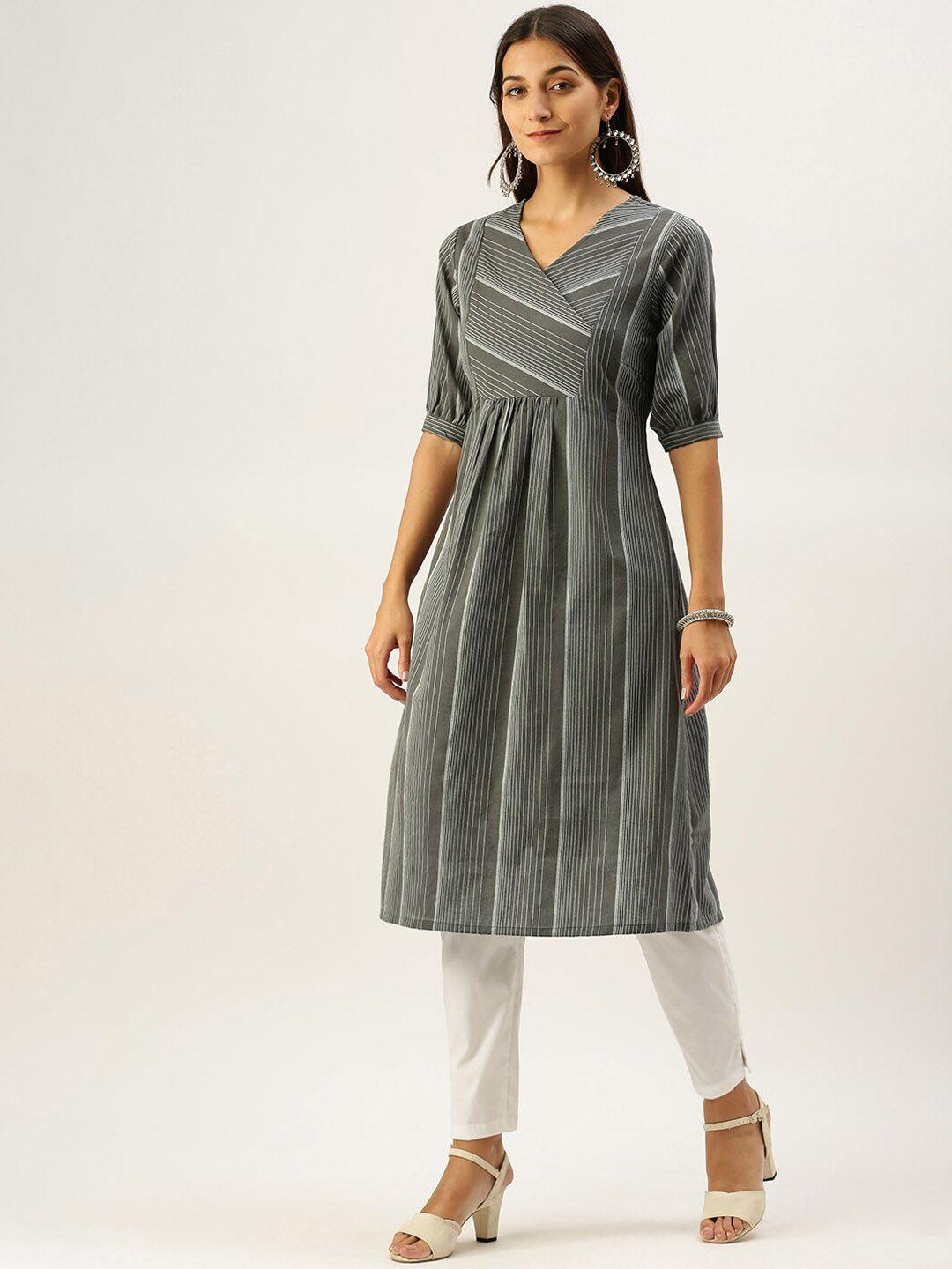 vedic striped cotton anarkali kurta