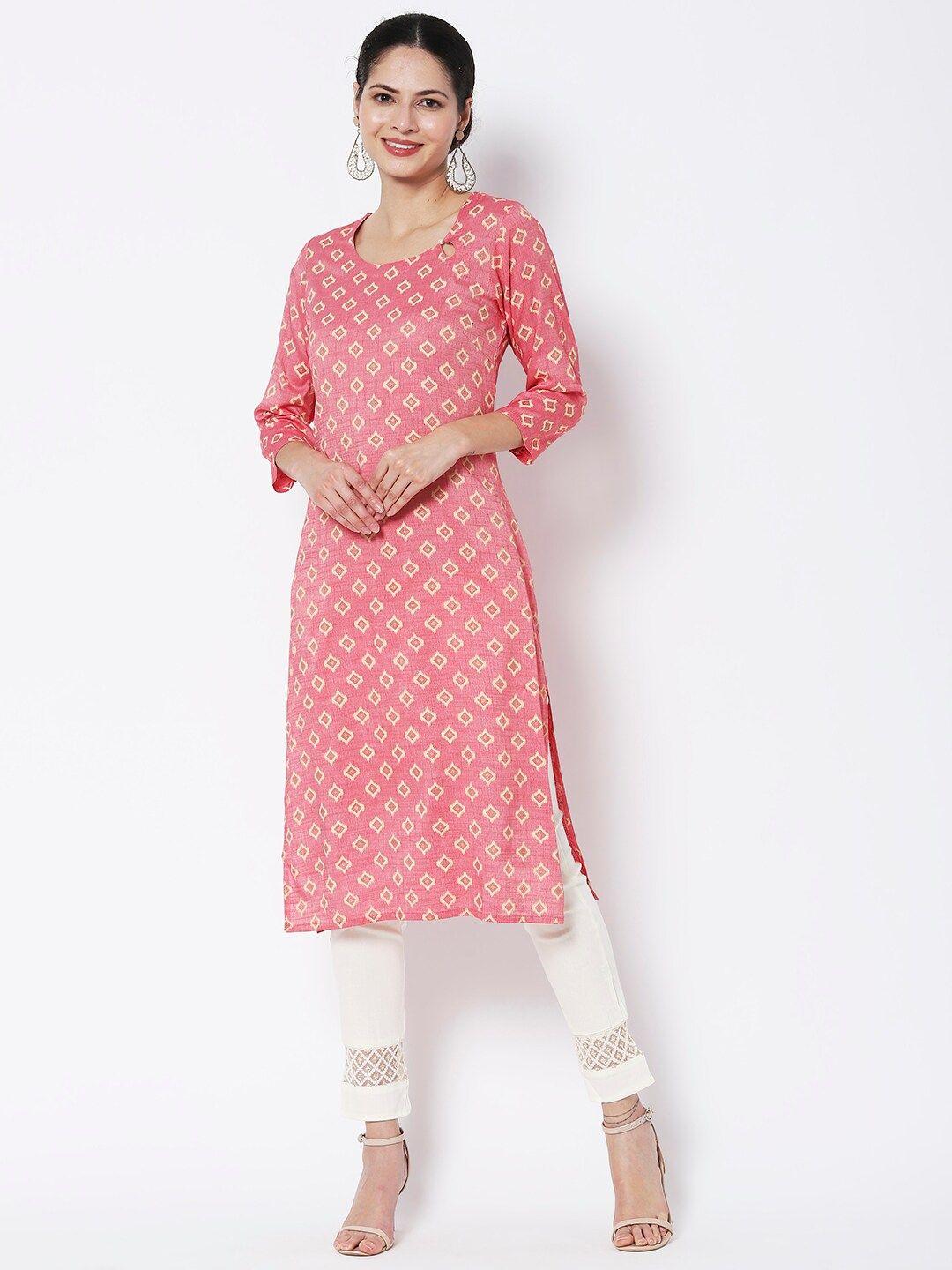 vedic women cotton geometric printed kurta