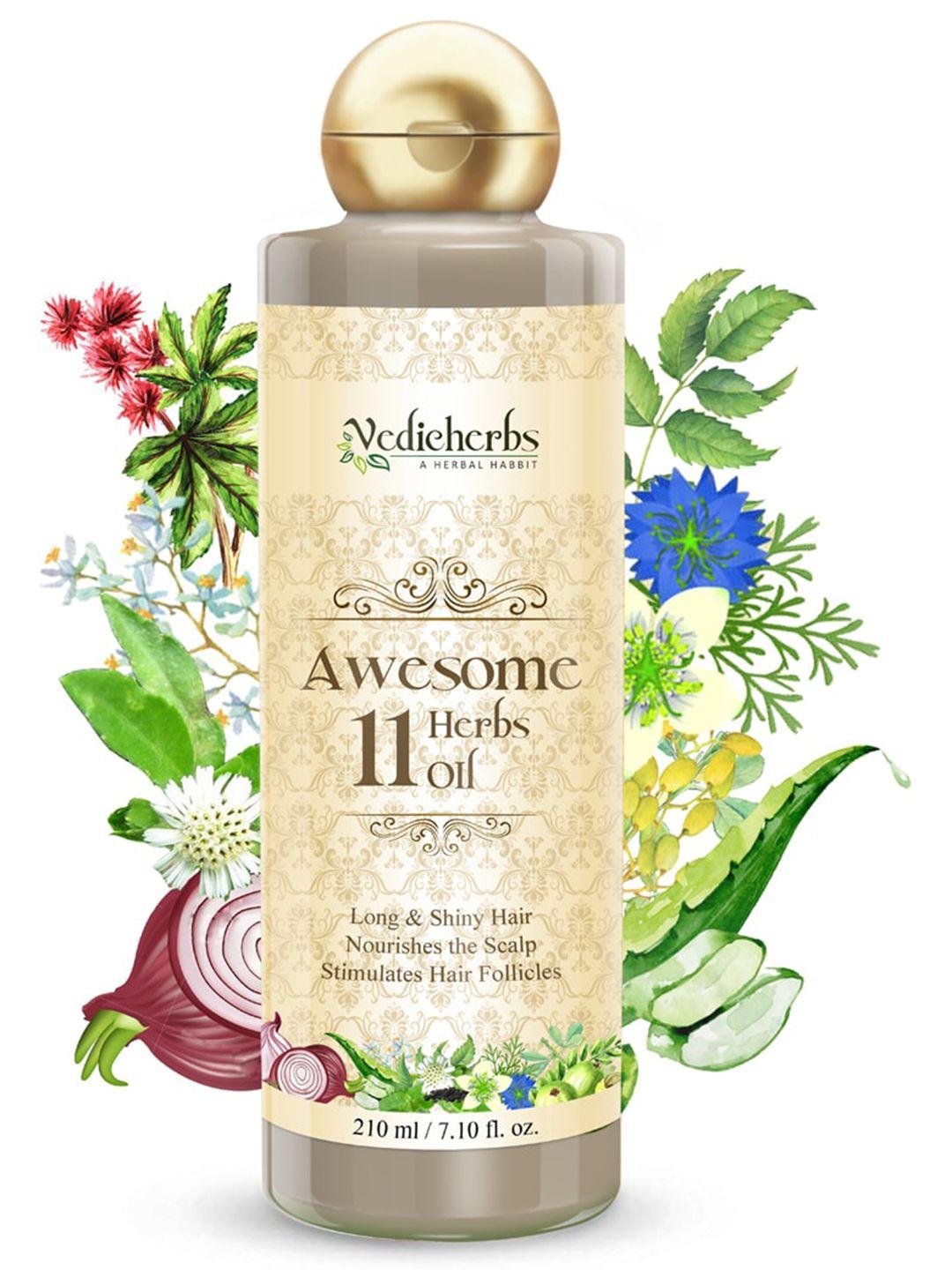 vedicherbs awesome 11 herbs oil for long & shiny hair & nourishes scalp - 210 ml