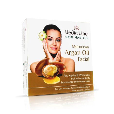 vedicline moroccan argan oil facial kit minimize signs of ageing, wrinkles, fine lines & dark spots with argan oil, wheat germ & almond oil & vitamin e for whitening beautiful glowing, 520ml