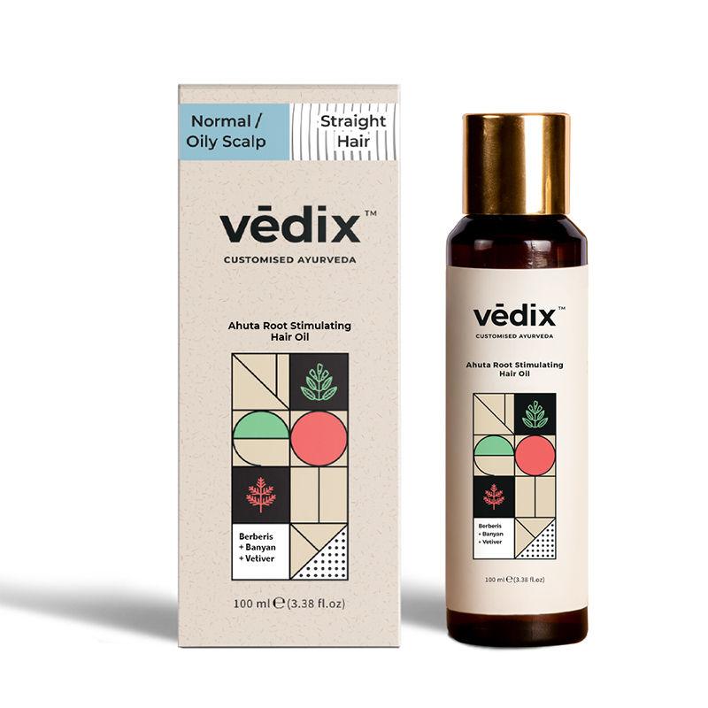 vedix hair oil - normal/oily scalp -straight hair - ahuta stimulating root hair oil