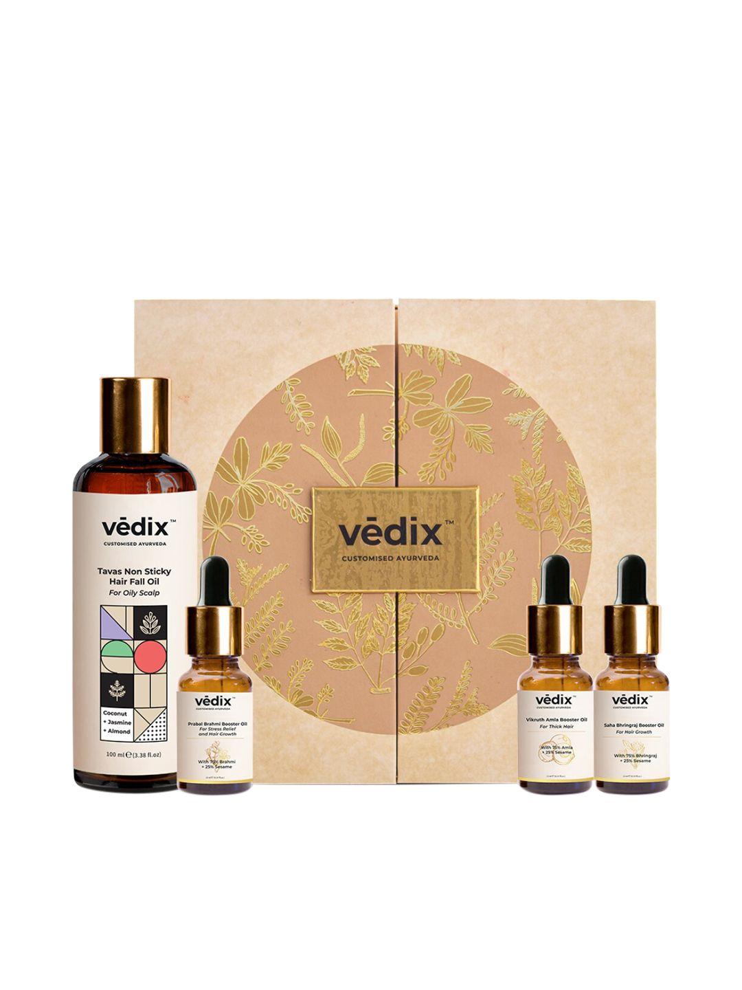 vedix combo of 4 customized ayurvedic hair fall oil