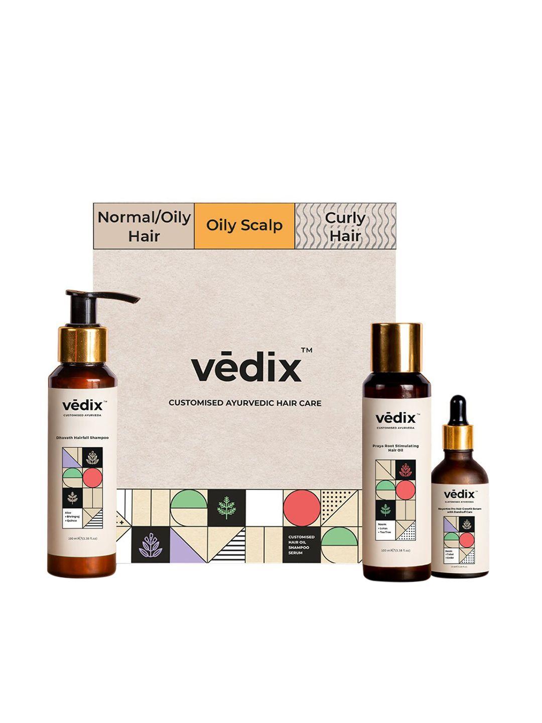 vedix customized hair fall & dandruff control regimen for normal/oily hair-curly hair