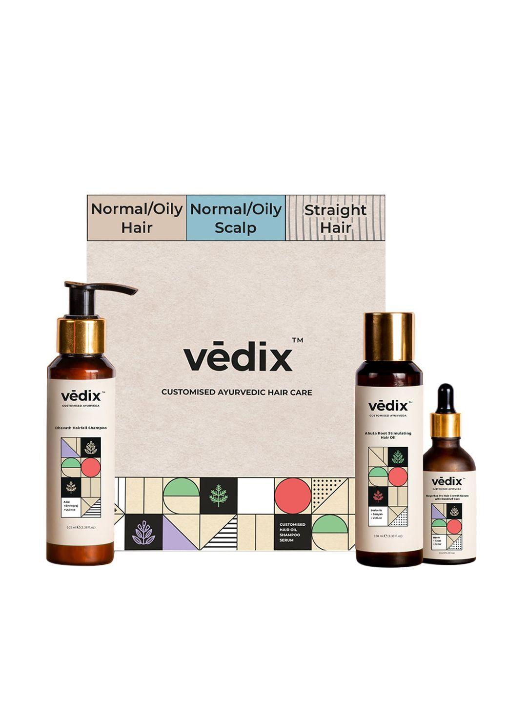 vedix customized hair fall & dandruff control regimen-normal to oily scalp & straight hair