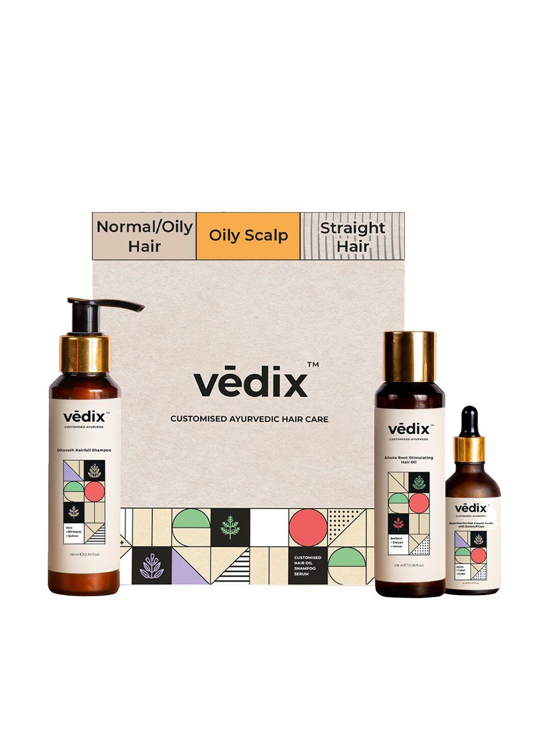 vedix customized hair fall control & dandruff care regimen-oily scalp & straight hair