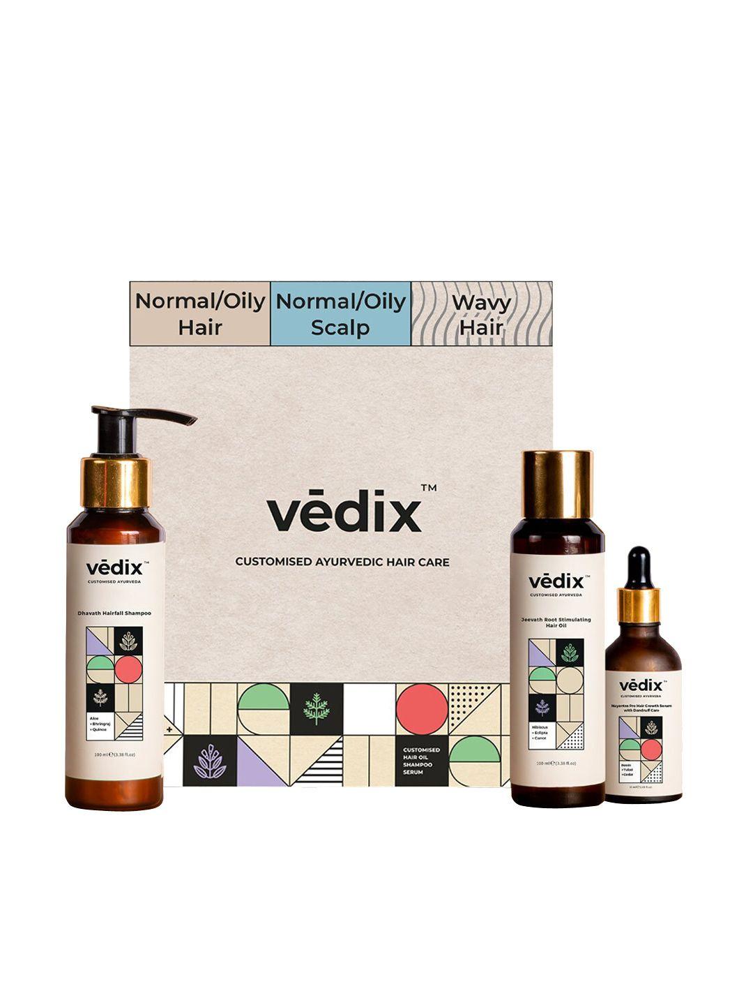 vedix customized hair fall control regimen for dandruff - normal oily scalp + wavy hair