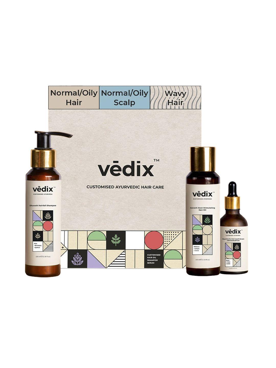 vedix customized hair fall control regimen for dry hair - normal oily scalp + wavy hair