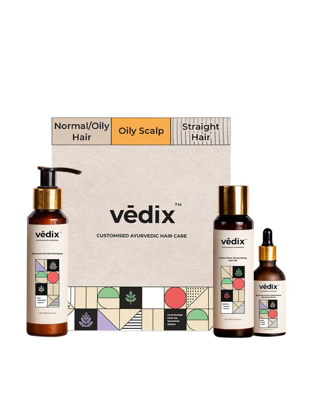 vedix customized hair fall control regimen for dry hair - oily scalp & straight hair