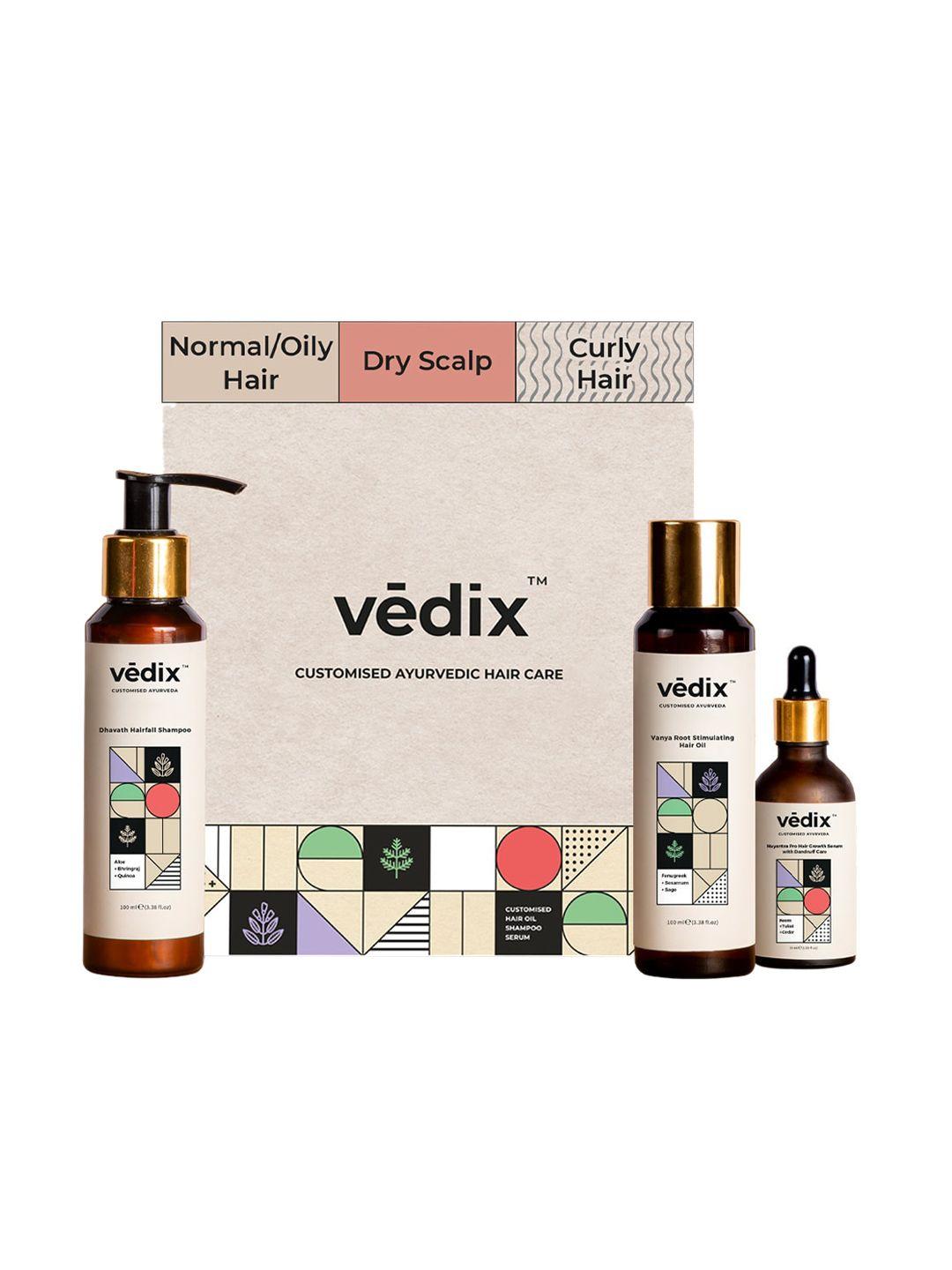 vedix hair fall control regimen-normal/oily hair with dandruff-dry scalp curly hair