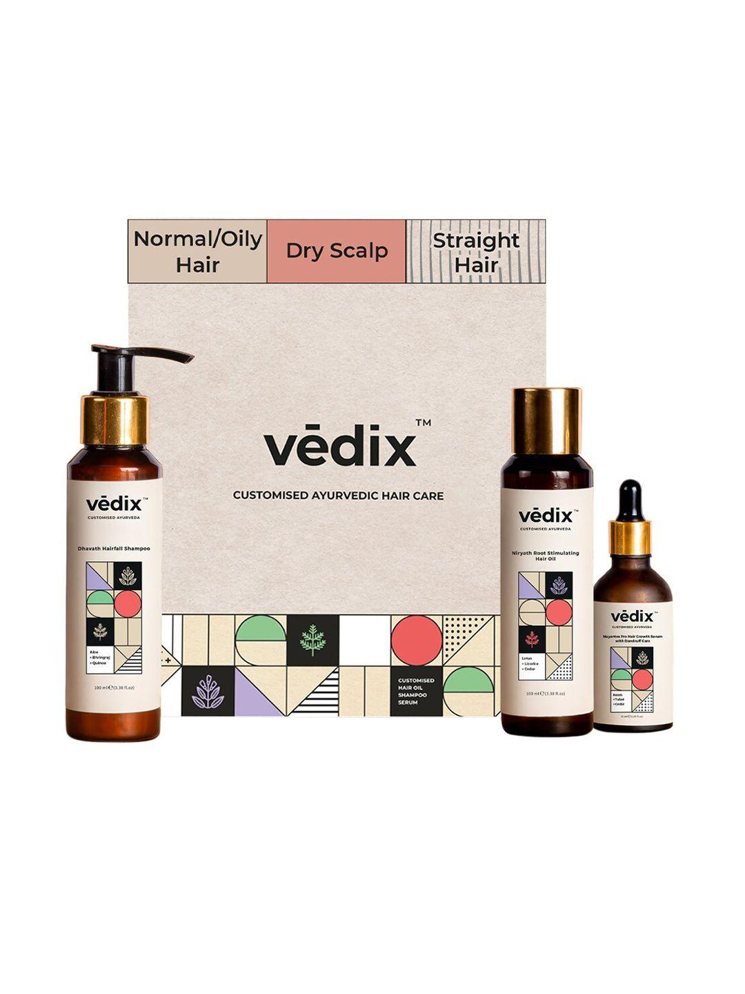 vedix hair fall control regimen-normal/oily hair with dandruff-dry scalp straight hair