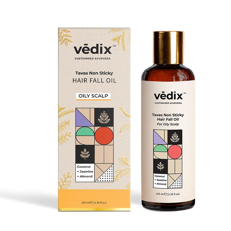 vedix hair fall oil with coconut + argan + teatree - normal/oily scalp - viruj hair fall oil