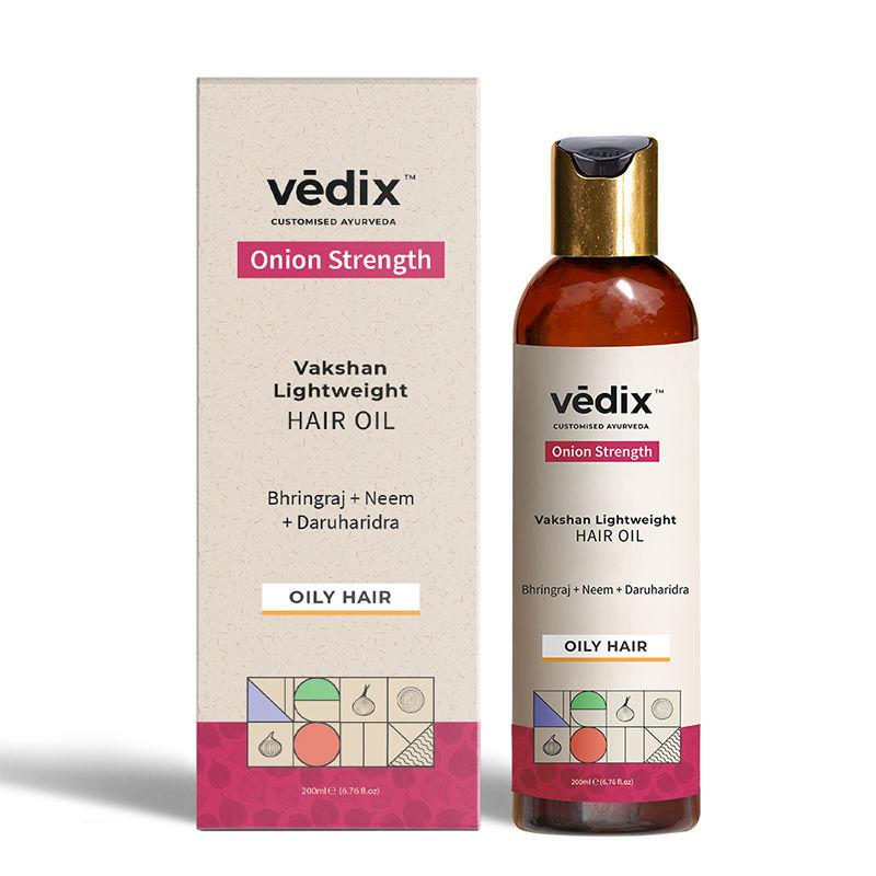 vedix onion strength hair oil - oily hair - vakshan lightweight anti hair fall oil