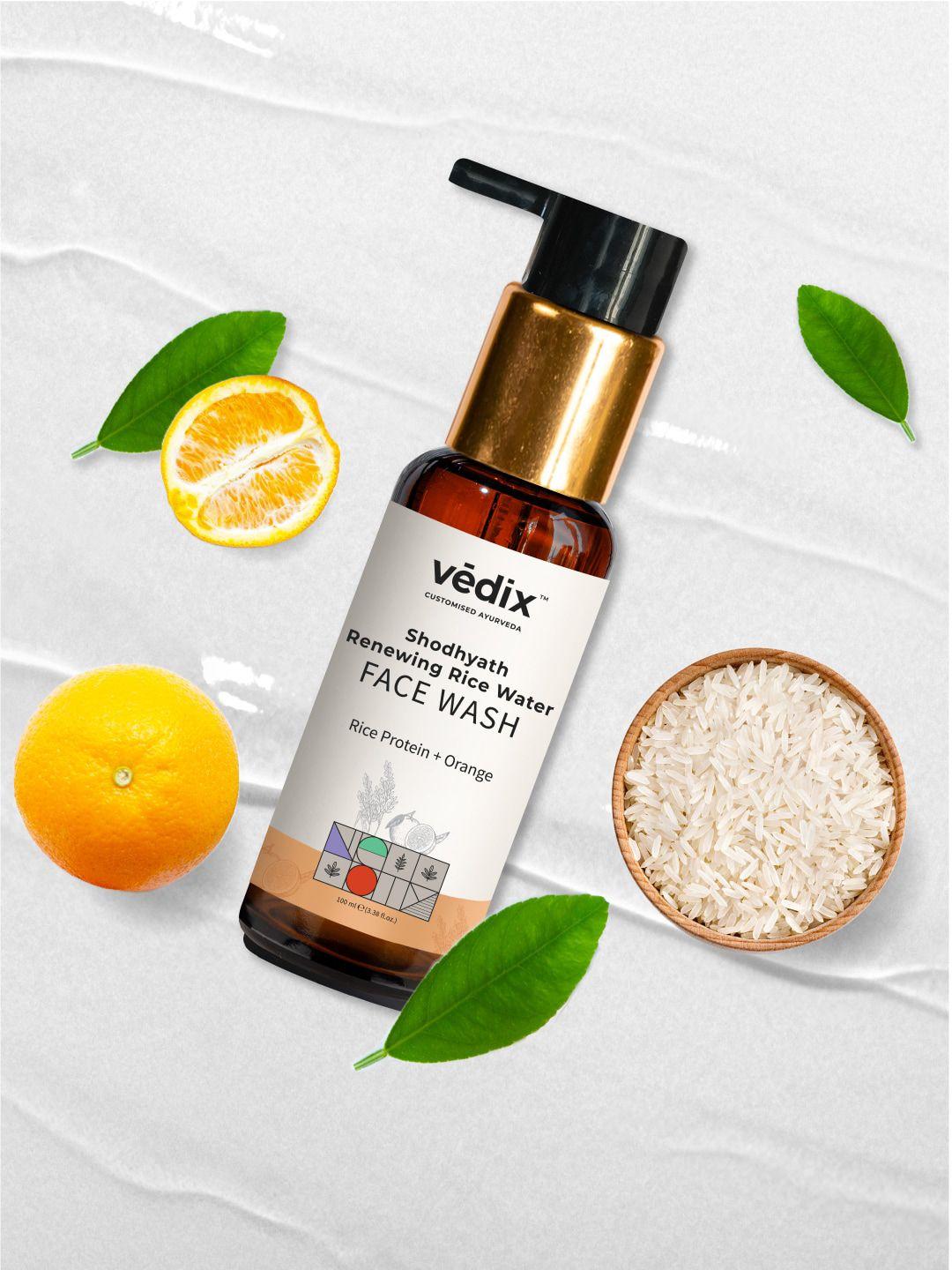 vedix shodhyath renewing rice water customized face wash with orange extracts 100 ml