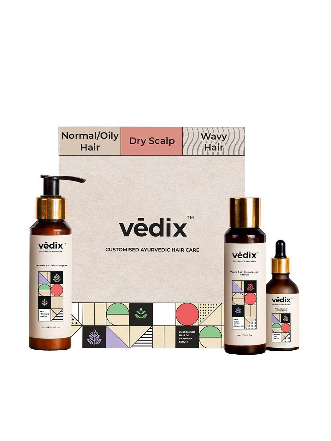 vedix womens customized hair fall control regimen with dandruff-dry scalp+wavy hair