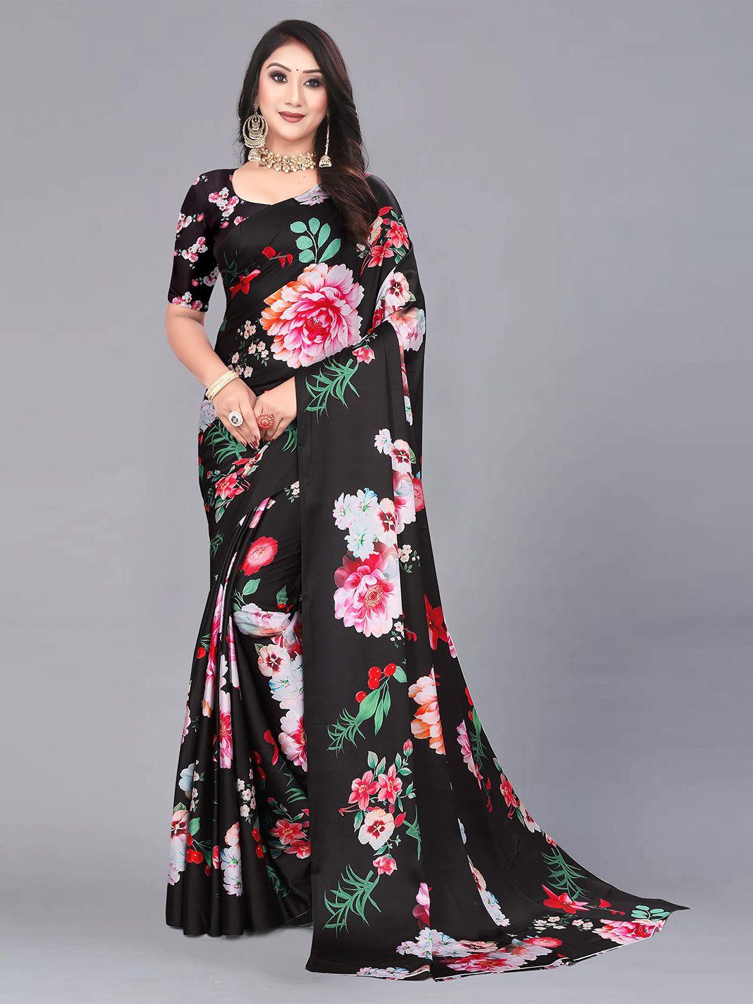 veechis floral printed satin saree