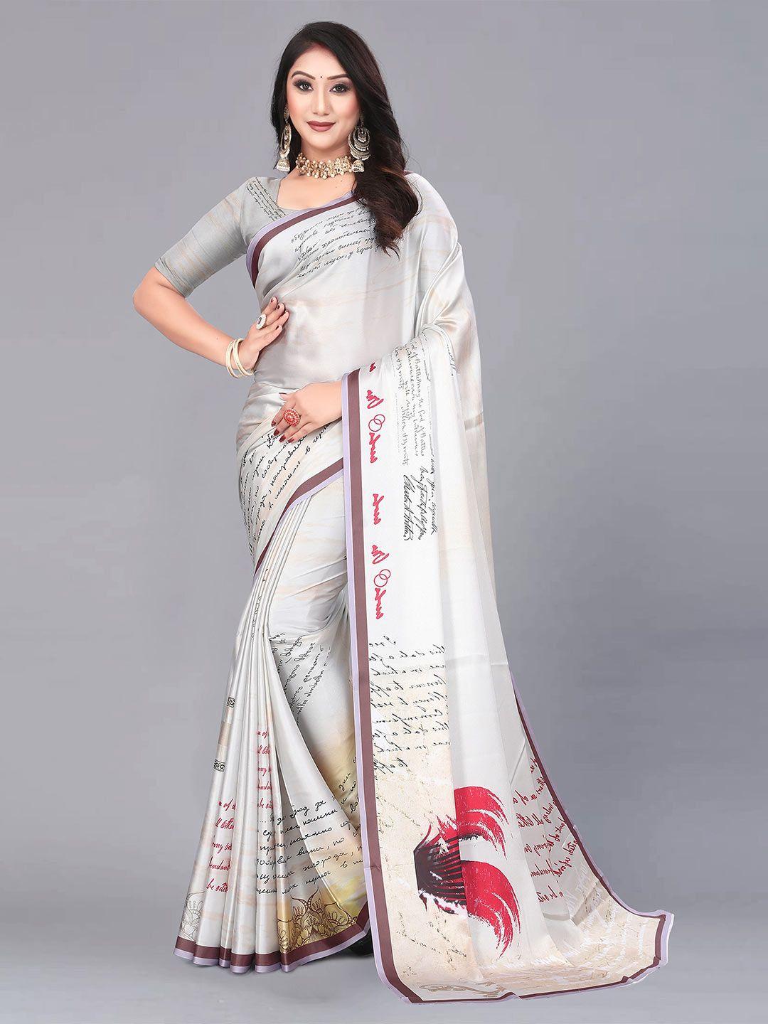 veechis floral printed satin saree