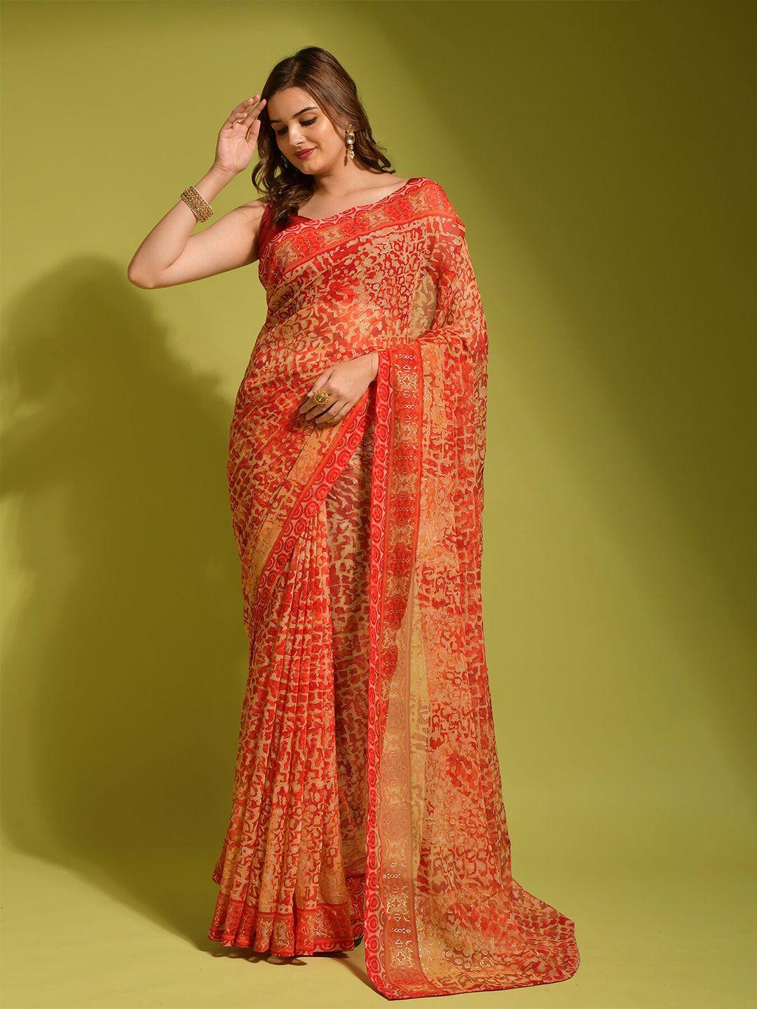 veerax abstract printed pure georgette saree