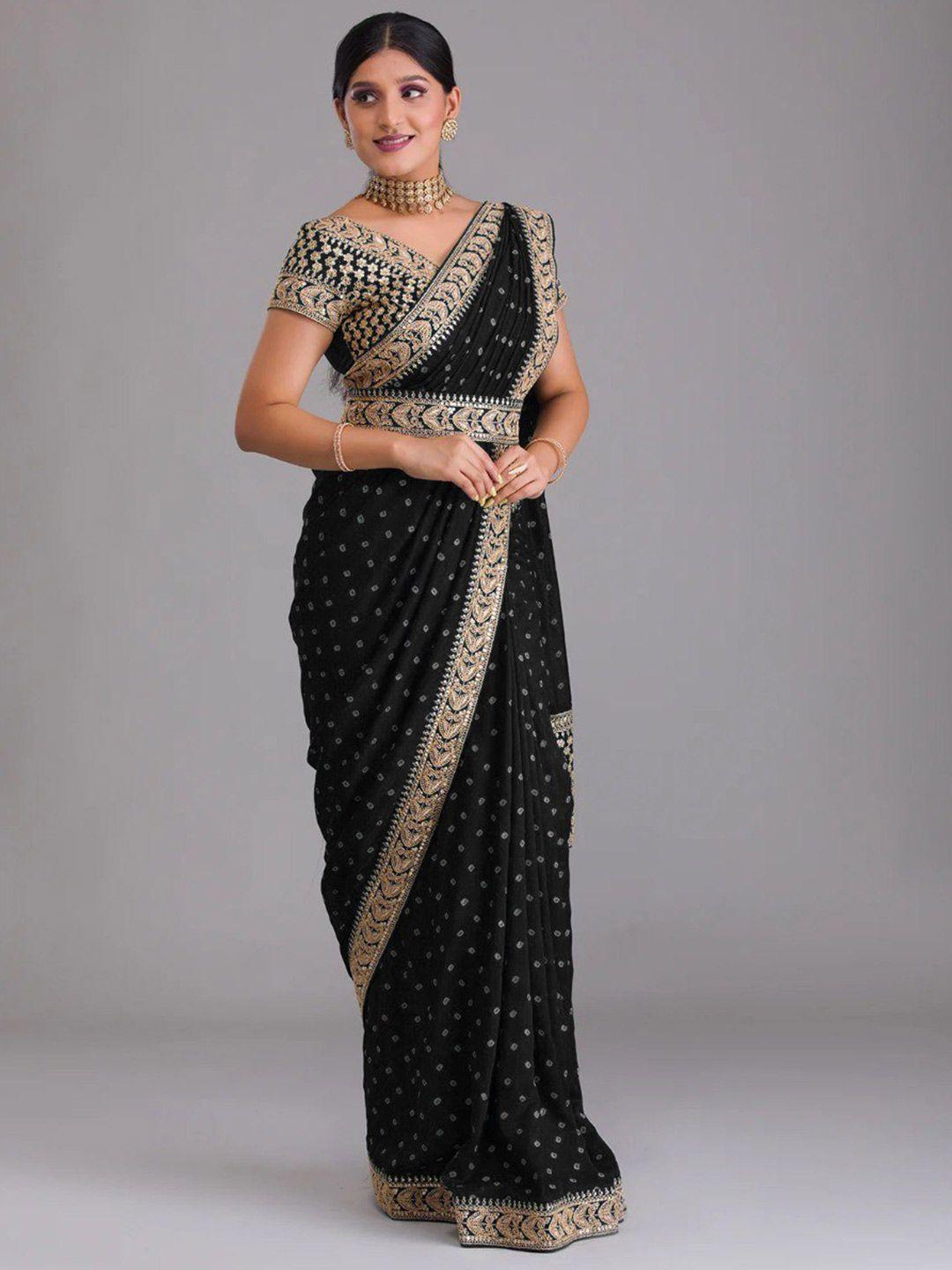 veerax bandhani embroidered saree