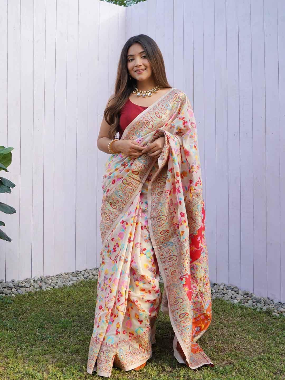veerax floral woven design jamdani saree