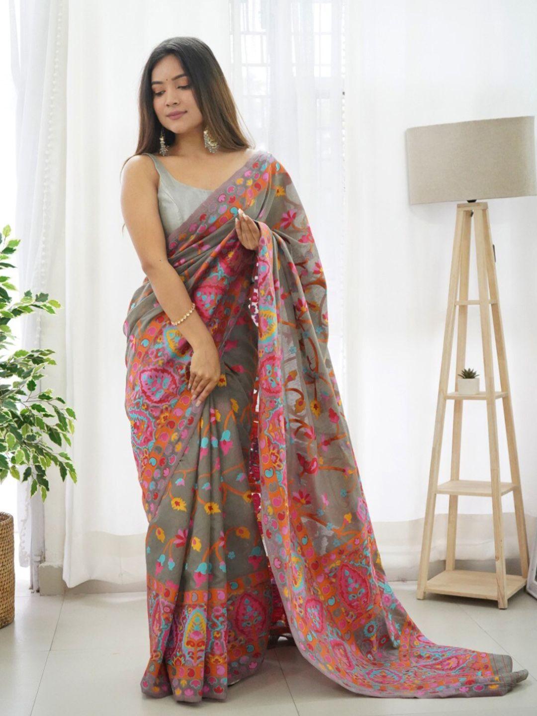 veerax floral woven design pashmina jamdani saree